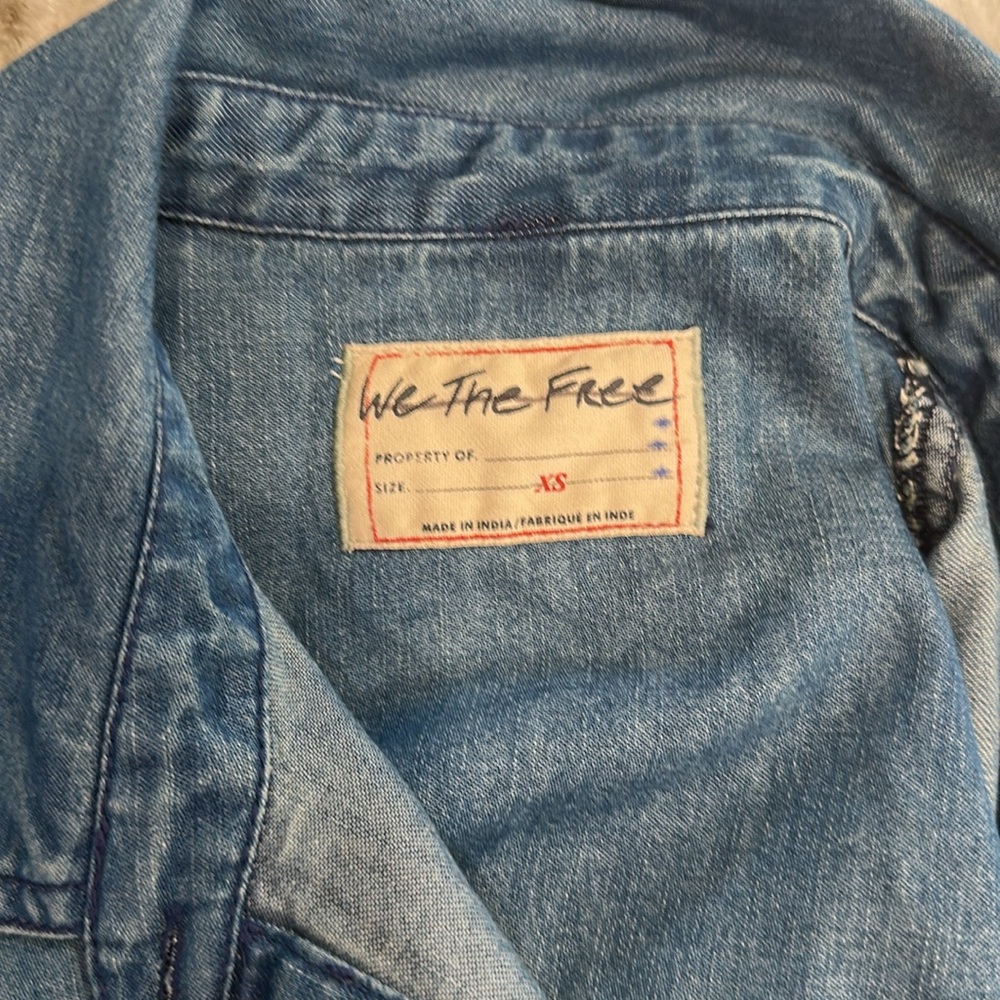 FREE PEOPLE We The Free Heritage Denim Patchwork Quilted Shirt Jacket Shacket - Picture 8 of 8